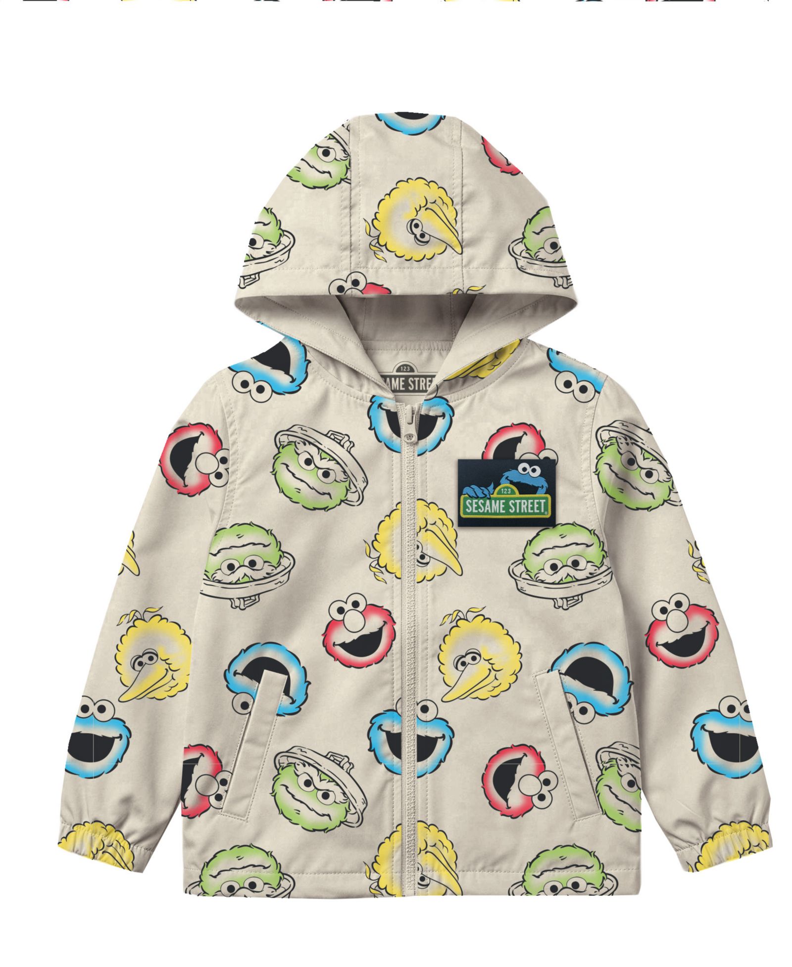 Sesame Street Boys' 2T-5T Printed Hooded Windbreaker Jacket