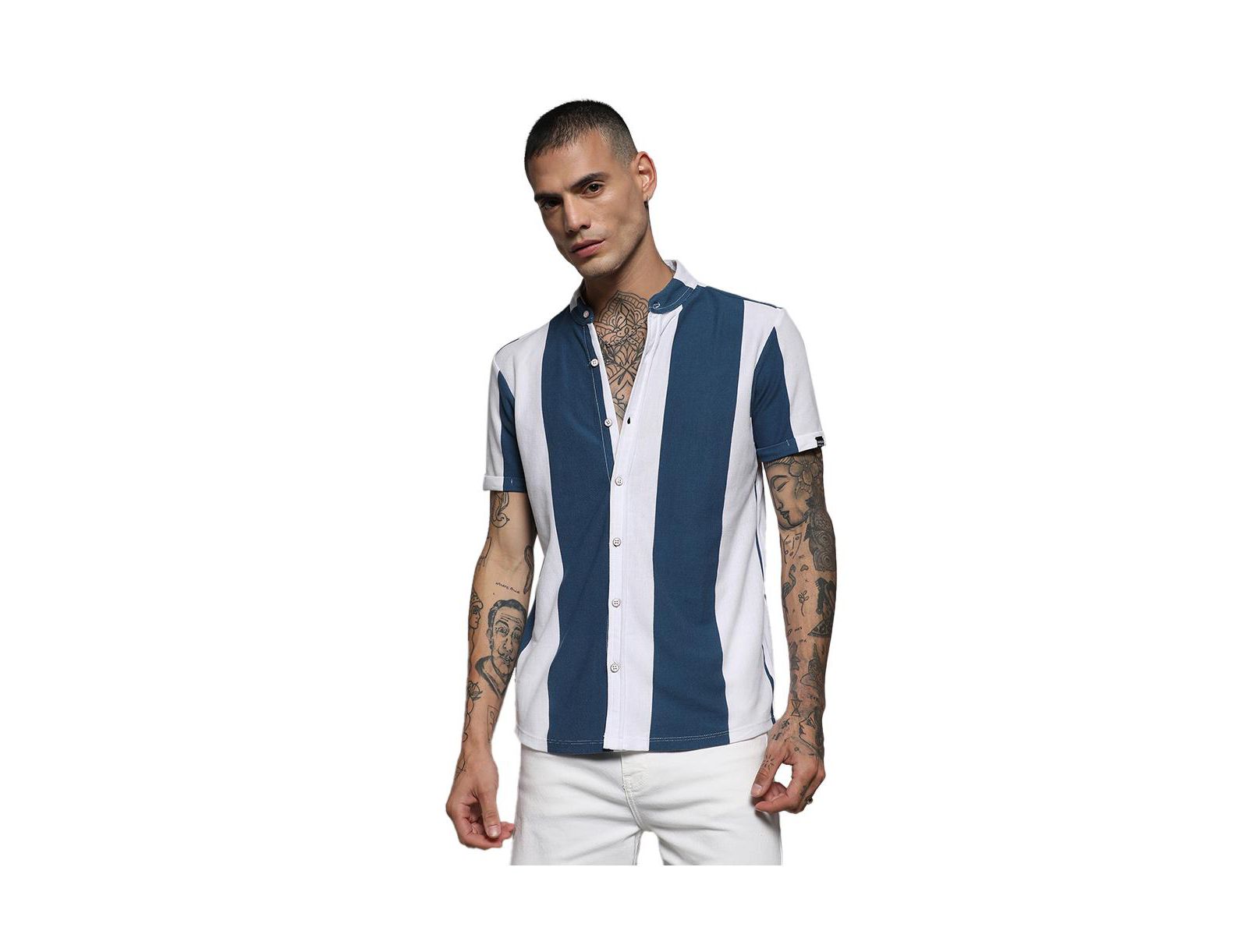 Мужская рубашка Campus Sutra Blue & White Candy Striped