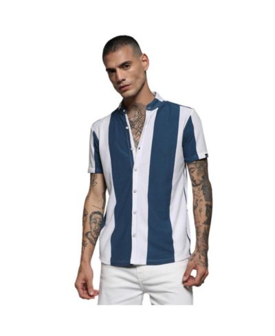 Мужская рубашка Campus Sutra Blue & White Candy Striped