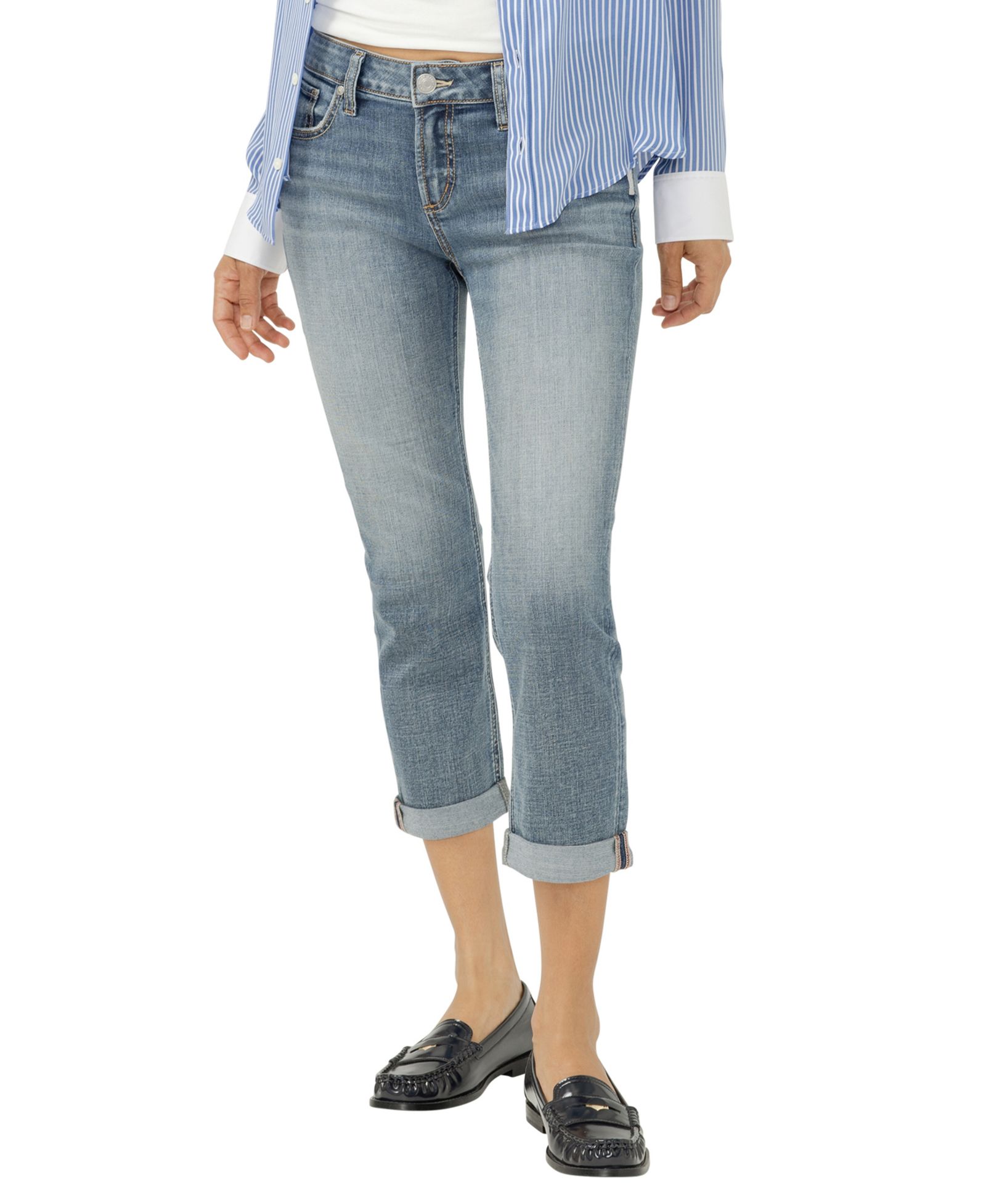Женские джинсы Silver Jeans Co. Elyse Mid Rise Comfort Fit Capri