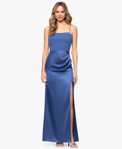 Женское вечернее платье B&A By Betsy and Adam Side Slit Square Neck Ball Gown