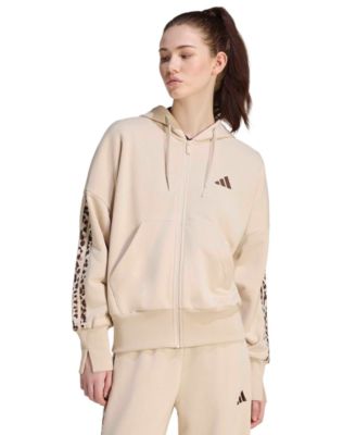 adidas Women's Seasonal Essentials Animal Print 3-Stripes Hooded Track Jacket