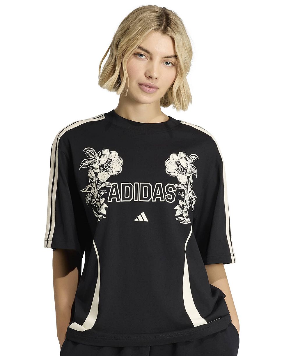 adidas Women's Farm Gfx Tee 2 Retro Graphic-Print 3-Stripes Crewneck T-Shirt
