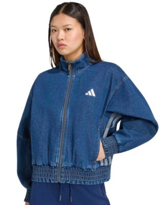 adidas женская свободная куртка-бомбер из вымытого денима