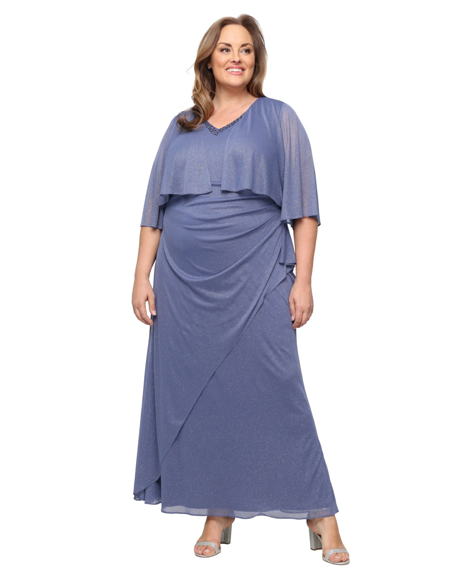 SL Fashions Plus Size V-Neck A-Line Gown