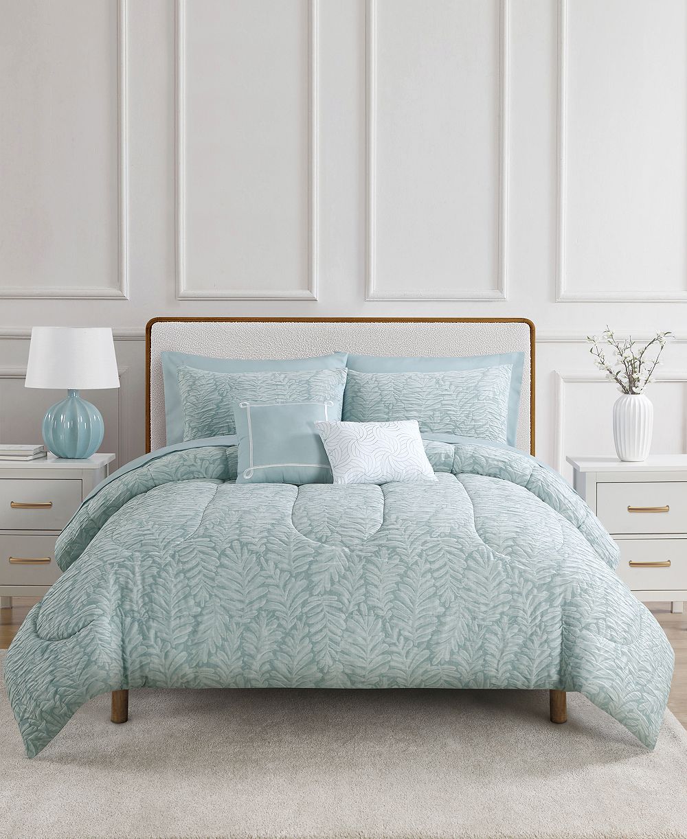 Macy's Leaflet Reversible Jacquard 9-Pc. Comforter Set, Queen, Created for Macy's