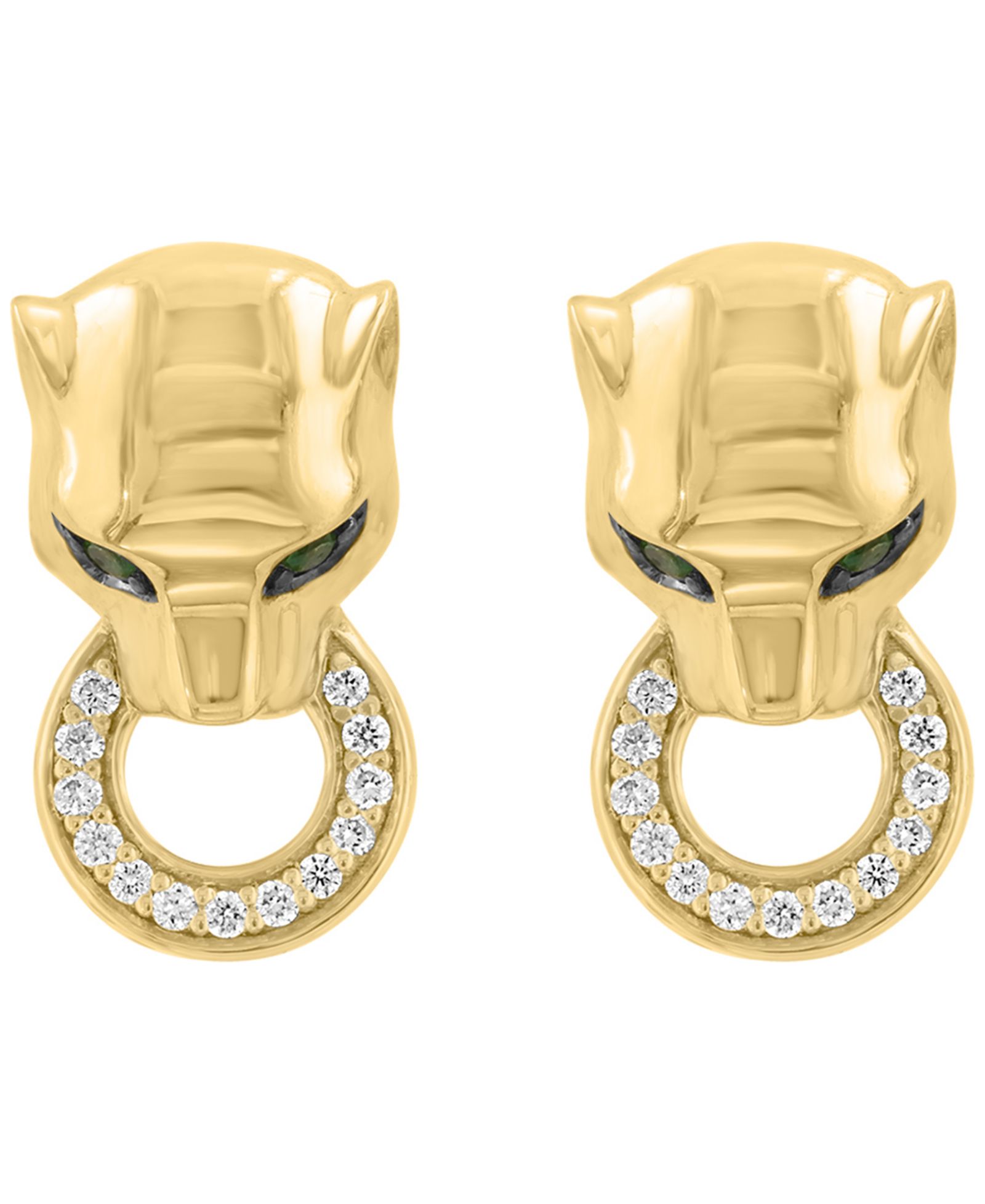 Серьги EFFY Collection с бриллиантами (1/10 ct. t.w.) и цаворитом (1/10 ct. t.w.) в золоте 14k поверх серебра