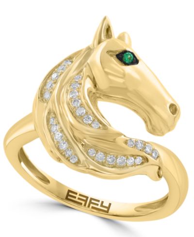 Кольцо EFFY Collection Diamond and Tsavorite Accent in 14k Yellow Gold