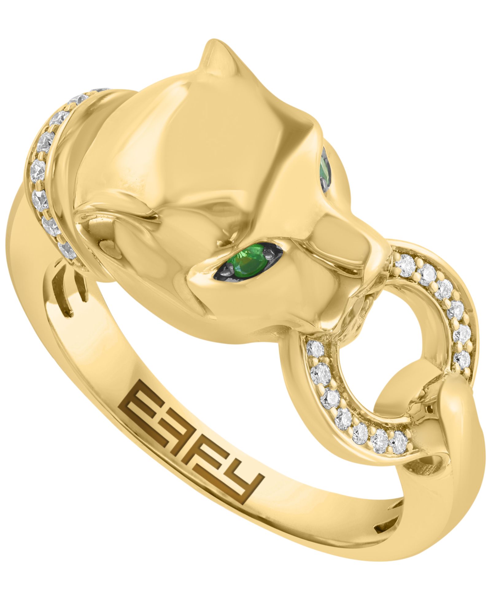 Кольцо EFFY Collection с бриллиантом и tsavorite в золоте 14k поверх серебра