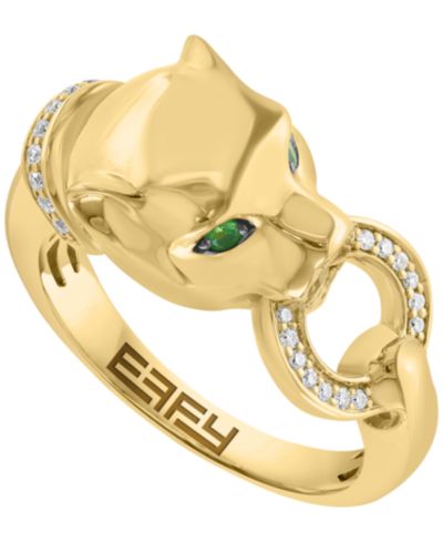 Кольцо EFFY Collection с бриллиантом и tsavorite в золоте 14k поверх серебра