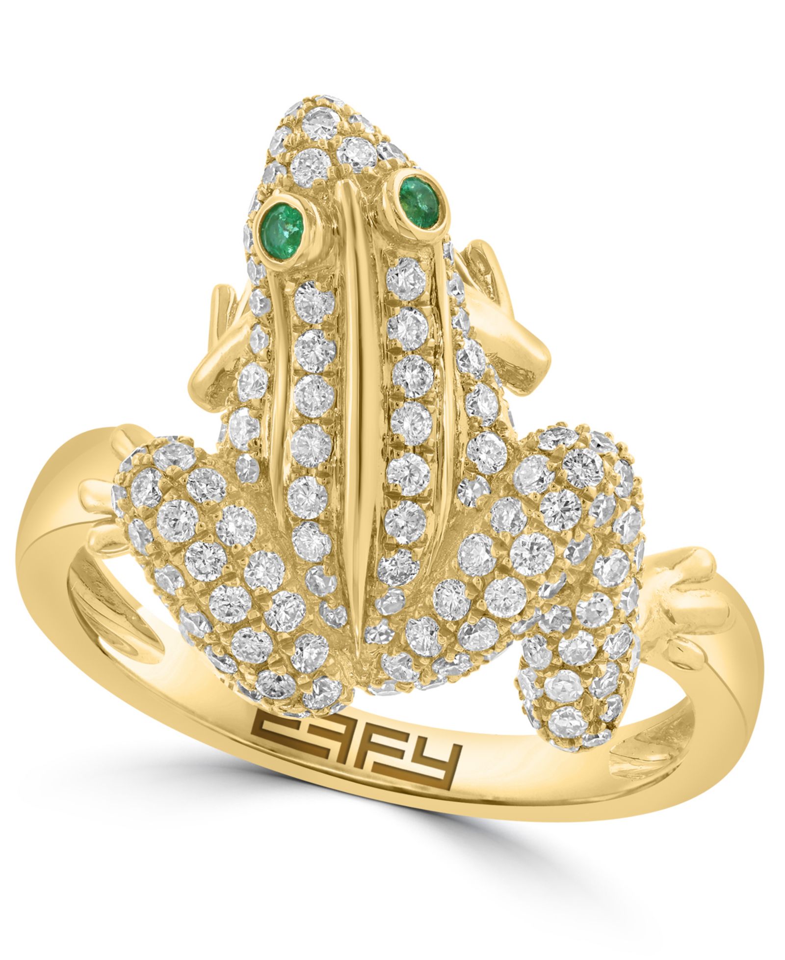 Кольцо EFFY Collection с бриллиантом (5/8 ct. t.w.) и изумрудом в желтом золоте 14k