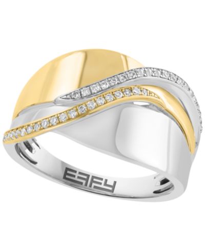 Кольцо EFFY Collection Diamond (1/6 ct. t.w.) с напылением 14k Gold поверх стерлингового серебра