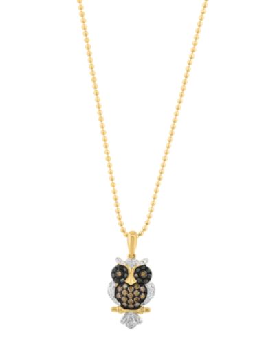 EFFY Collection подвеска в виде совы с бриллиантами (3/8 ct. t.w.) из желтого золота 14k