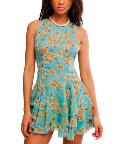 Free People Женское мини-платье с принтом Raven Ruffle