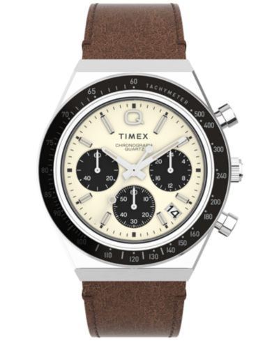 Мужские аналоговые часы Timex из коричневой кожи, 40mm