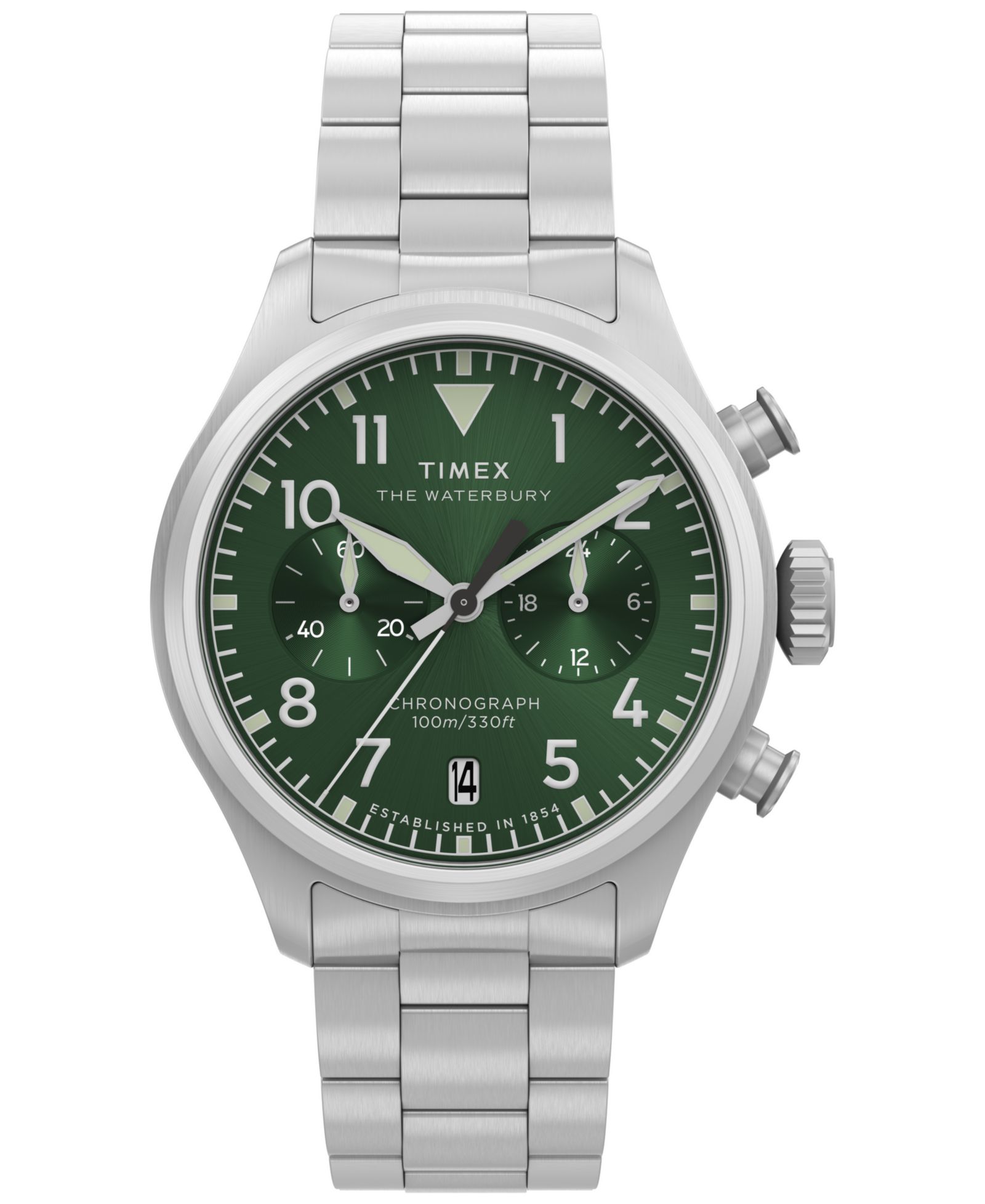 Timex Men's Chronograph Silver-Tone Stainless Steel Watch, 41mm