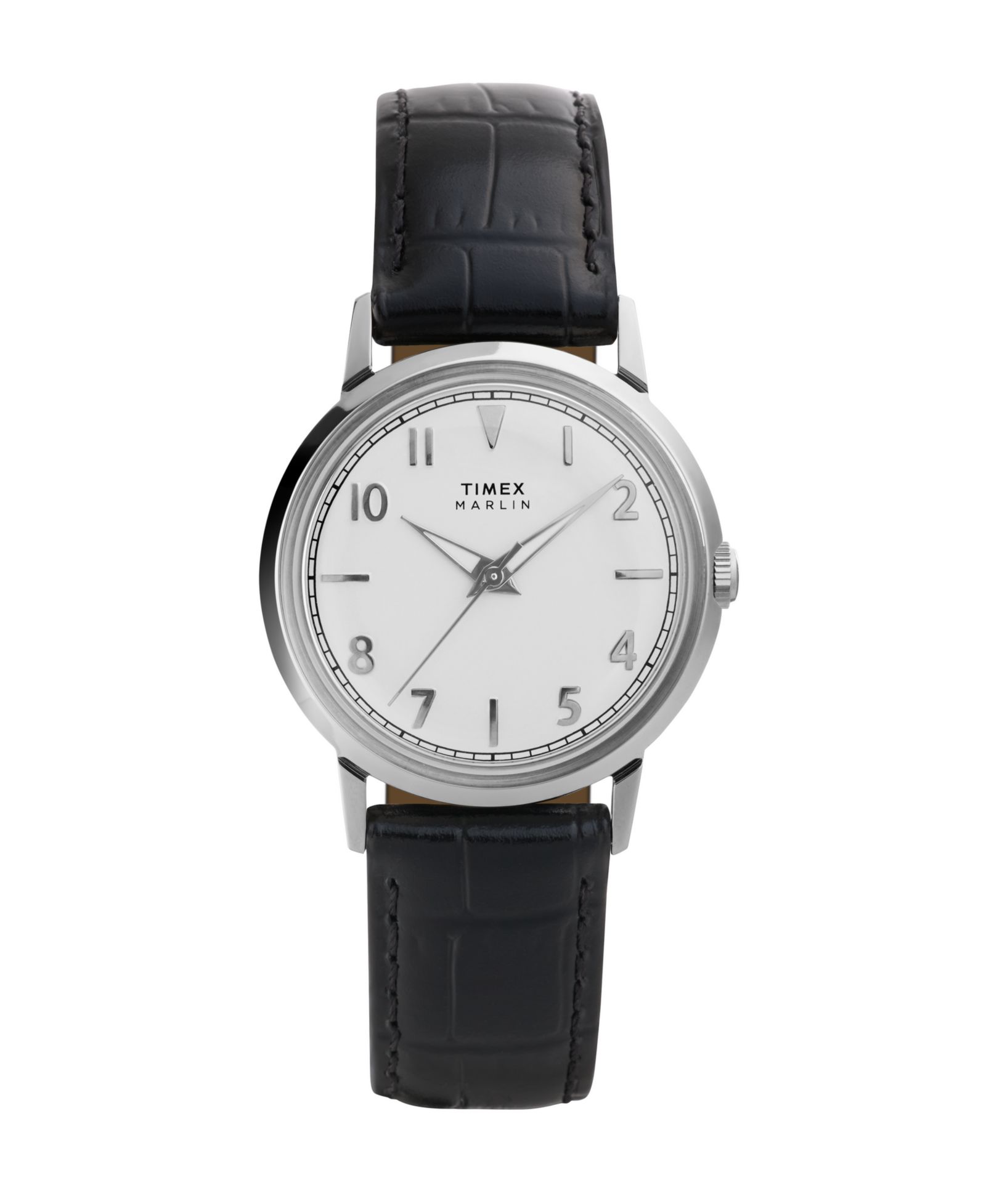 Timex Unisex Quartz Analog Black Leather Watch, 34mm