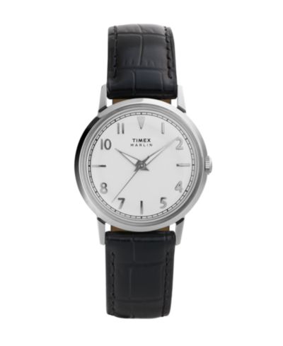 Timex унисекс аналоговые кварцевые часы с черным кожаным ремешком, 34 мм