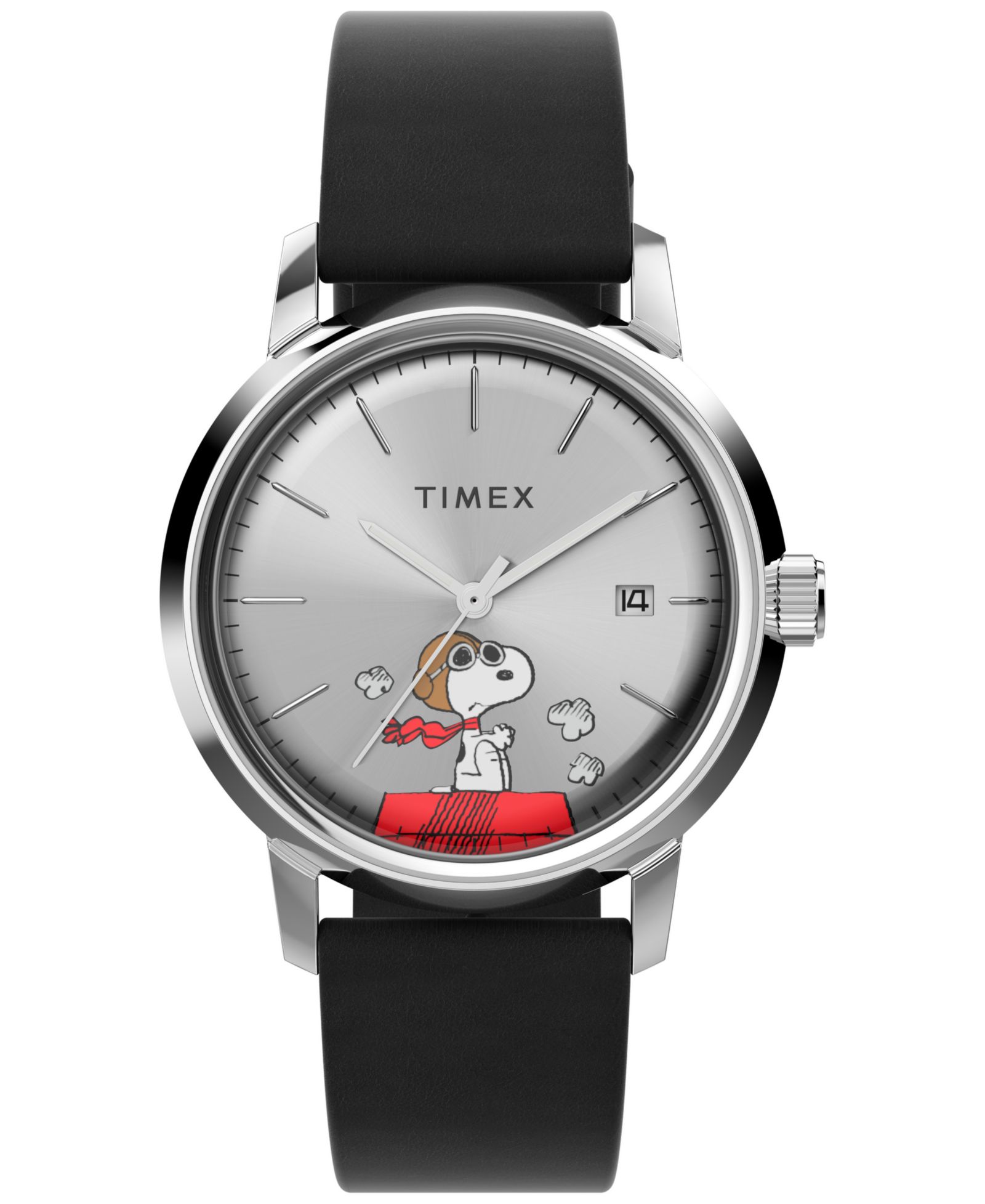 Timex Men's Automatic Black Leather Watch, 40mm