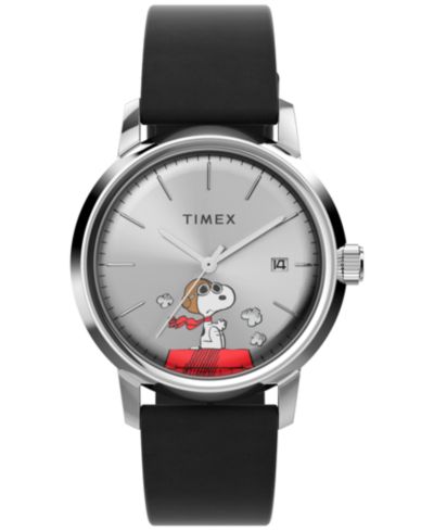 Timex Мужские часы Automatic Black Leather, 40mm