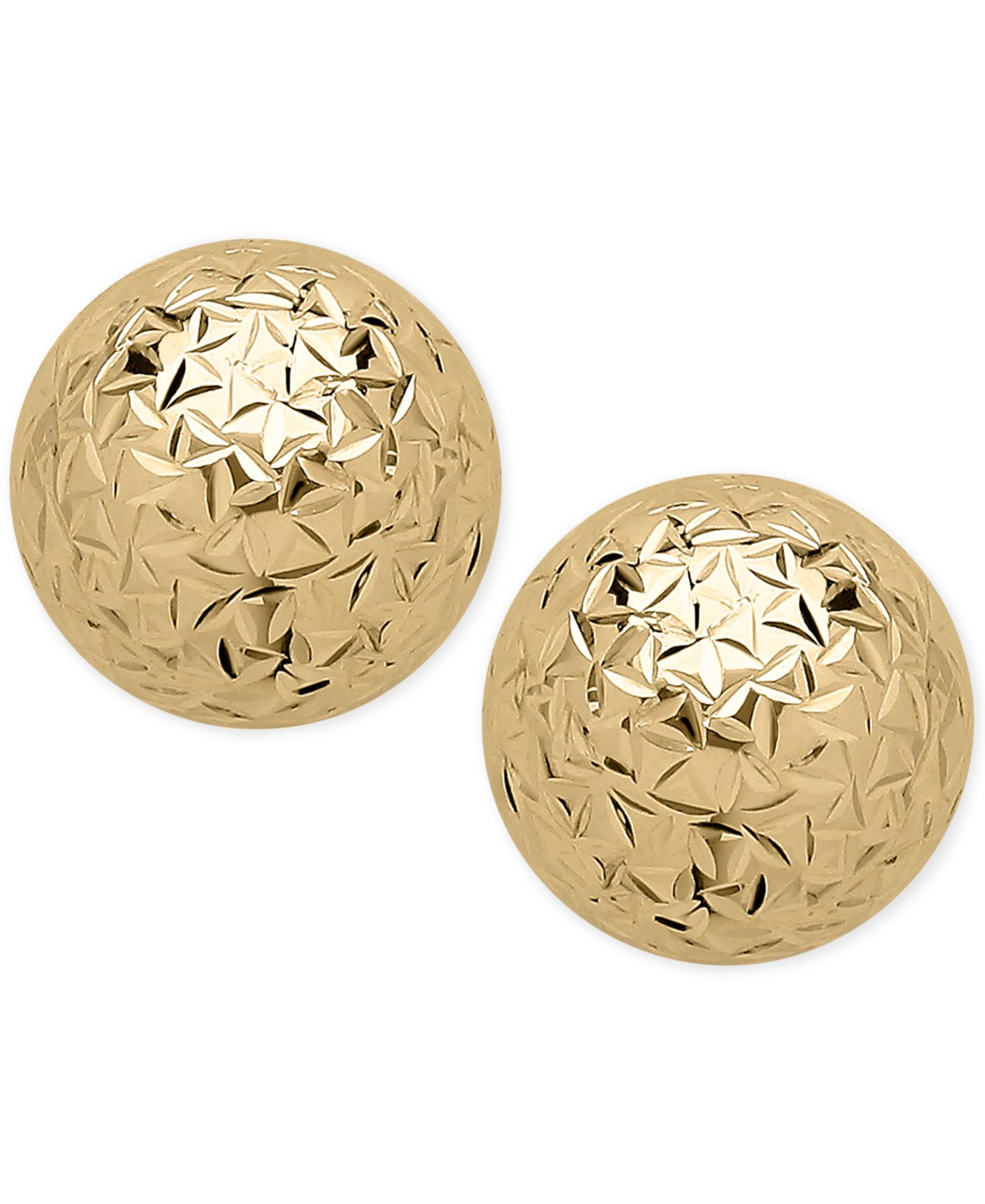 Серьги-гвоздики Crystal-Cut Ball в золоте 14k