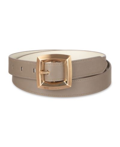 Calvin Klein Women's Two-in-One Reversible Puffed Beveled Edge Buckle Belt