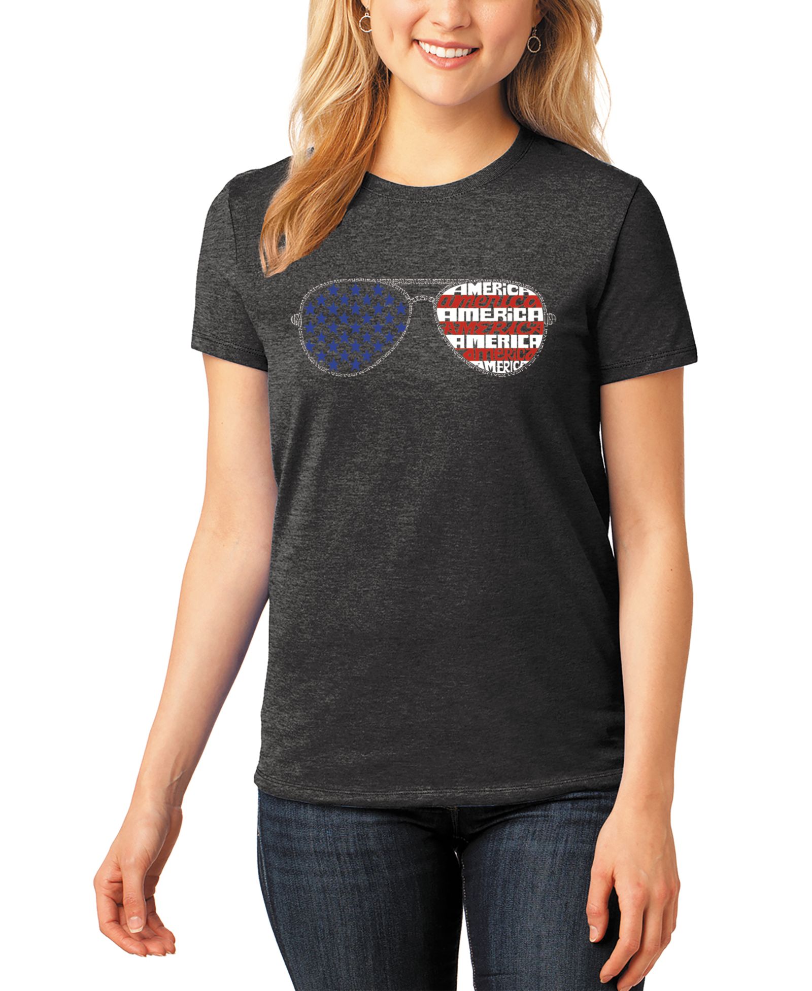 Женская футболка LA Pop Art Women's Americana Sunglasses Crew Neck