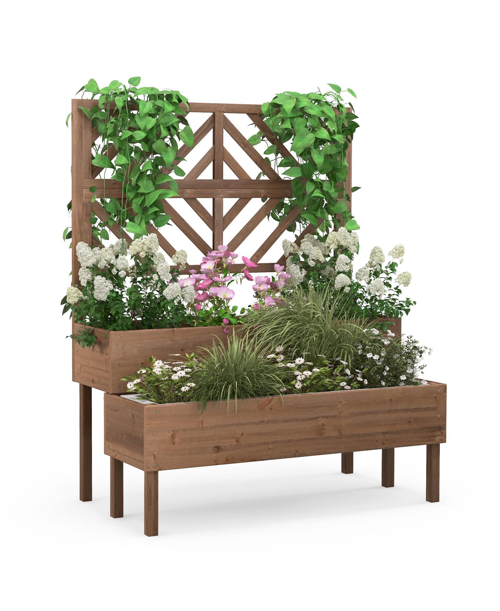 Садовая грядка SUGIFT 2-Tier Raised с решеткой Brown