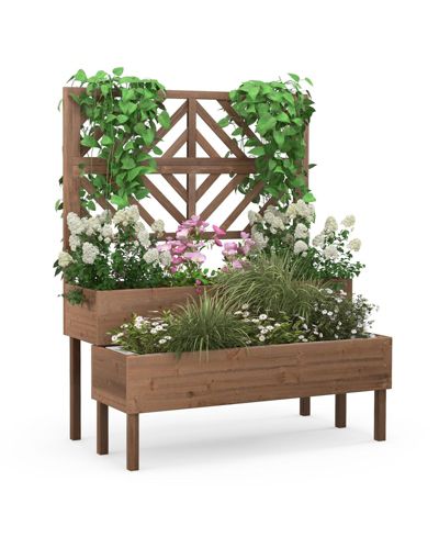 Садовая грядка SUGIFT 2-Tier Raised с решеткой Brown