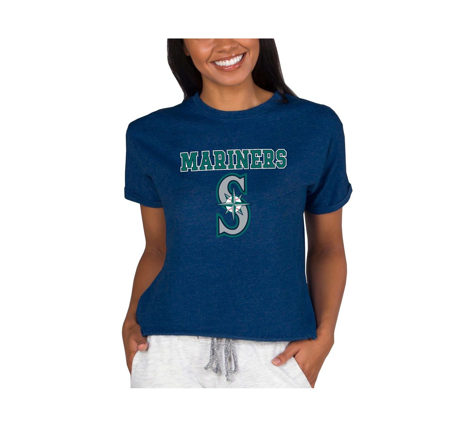 Concepts Sport Женская толстовка с коротким рукавом Seattle Mariners, темно-синяя
