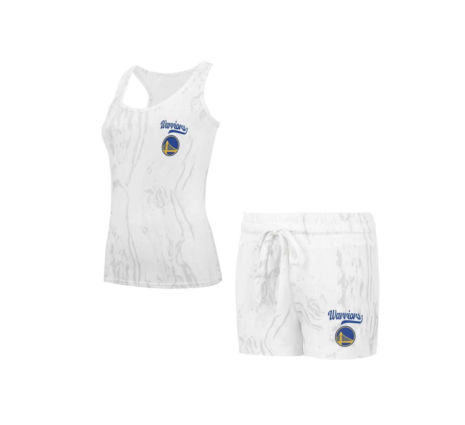 Женский комплект Concepts Sport Women's 2-Piece White Golden State Warriors Quartz Tank Top and Shorts