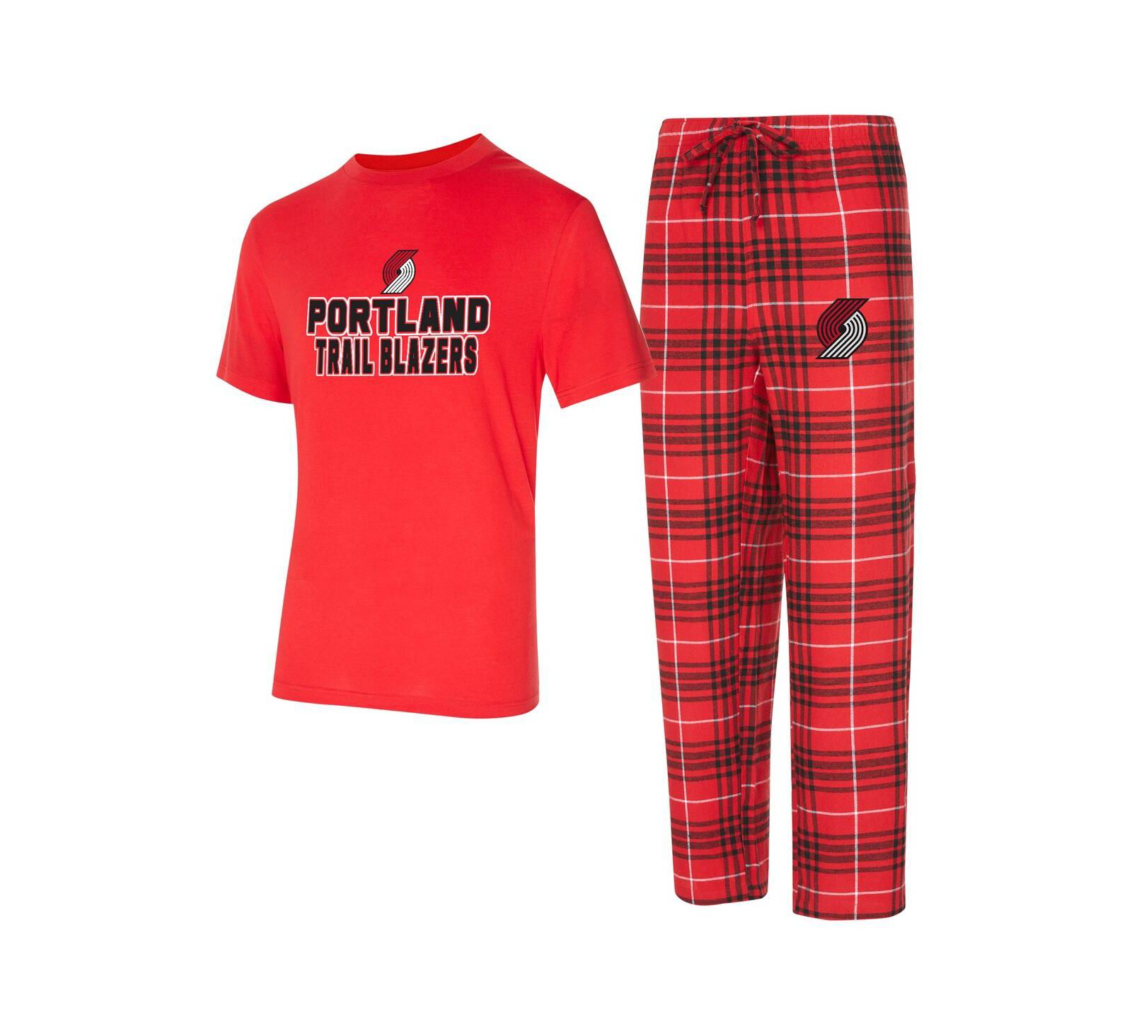 Комплект для сна Concepts Sport Men's 2-Piece Red/Black Portland Trail Blazers Vector Top and Flannel Pants