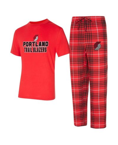 Комплект для сна Concepts Sport Men's 2-Piece Red/Black Portland Trail Blazers Vector Top and Flannel Pants