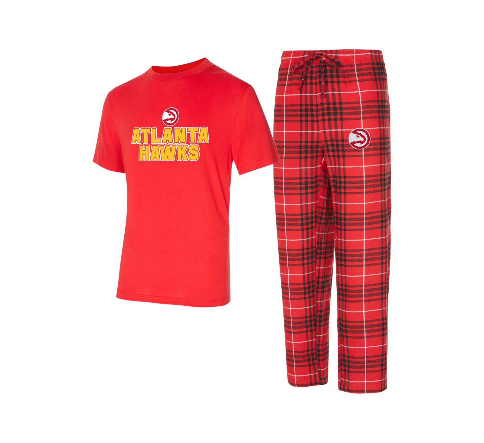 Concepts Sport Men's 2-Piece Red/Black Atlanta Hawks Vector Top and Flannel Pants Sleep Set