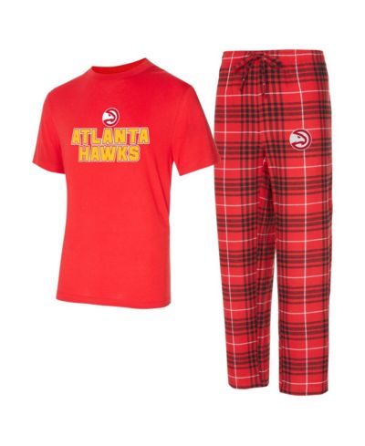 Concepts Sport Men's 2-Piece Red/Black Atlanta Hawks Vector Top and Flannel Pants Sleep Set