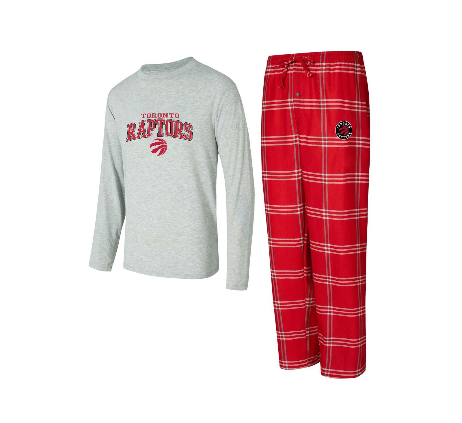 Concepts Sport Мужской 2-Piece Red/Gray Toronto Raptors Petition Long Sleeve Top and Plaid Pants Set