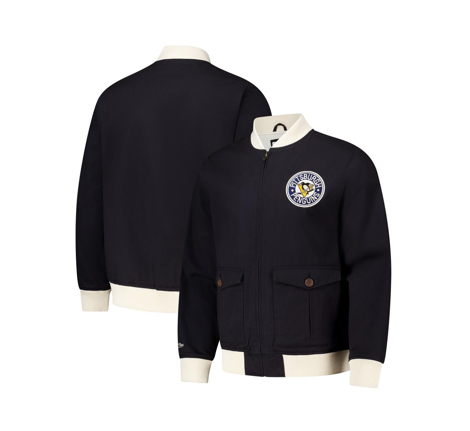 Mitchell & Ness Men's Black Pittsburgh Penguins Vintage Coaches Cotton Twill Full-Zip Jacket