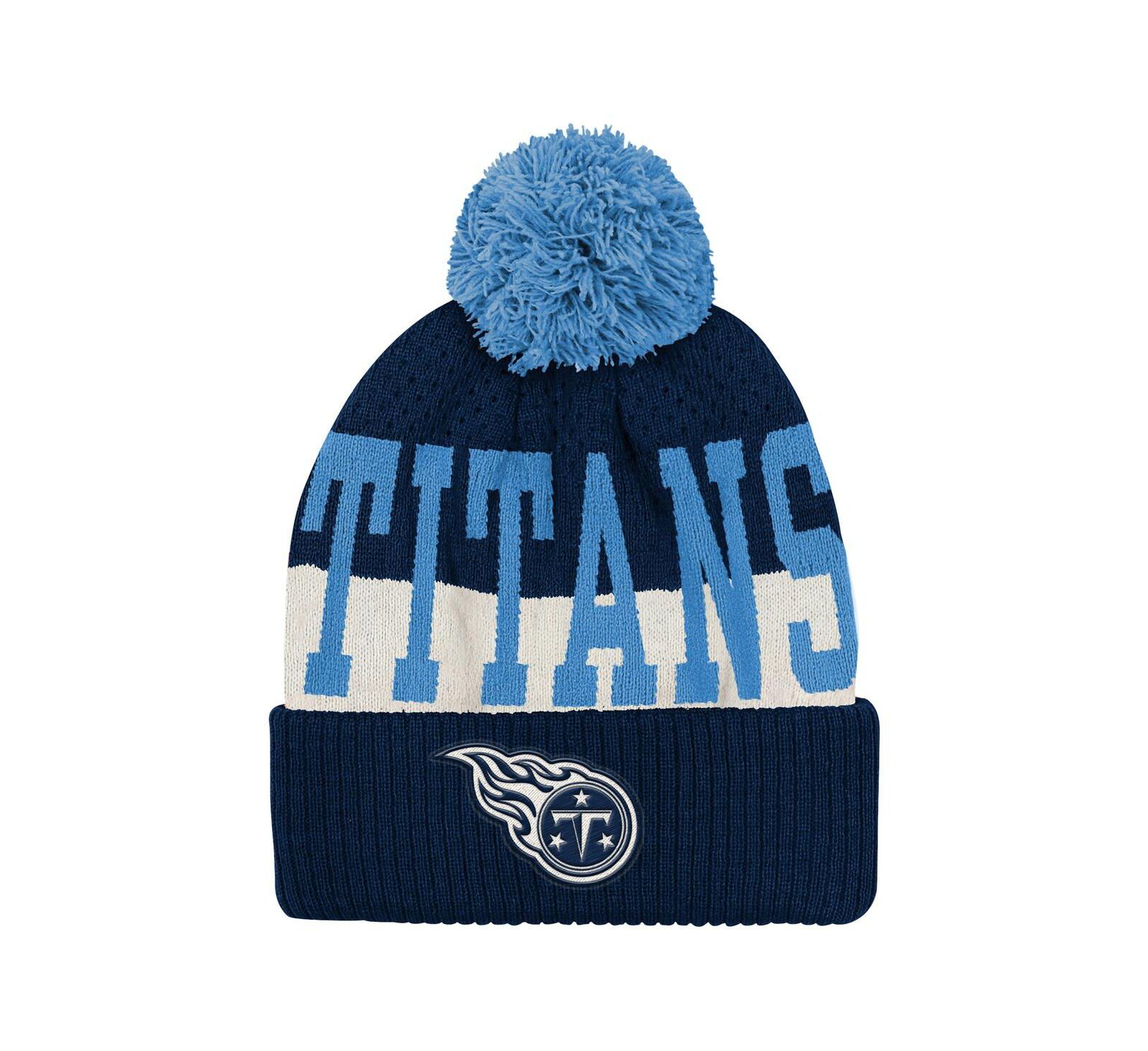 Outerstuff Вязаная шапка с помпоном для мальчиков и девочек Navy Tennessee Titans