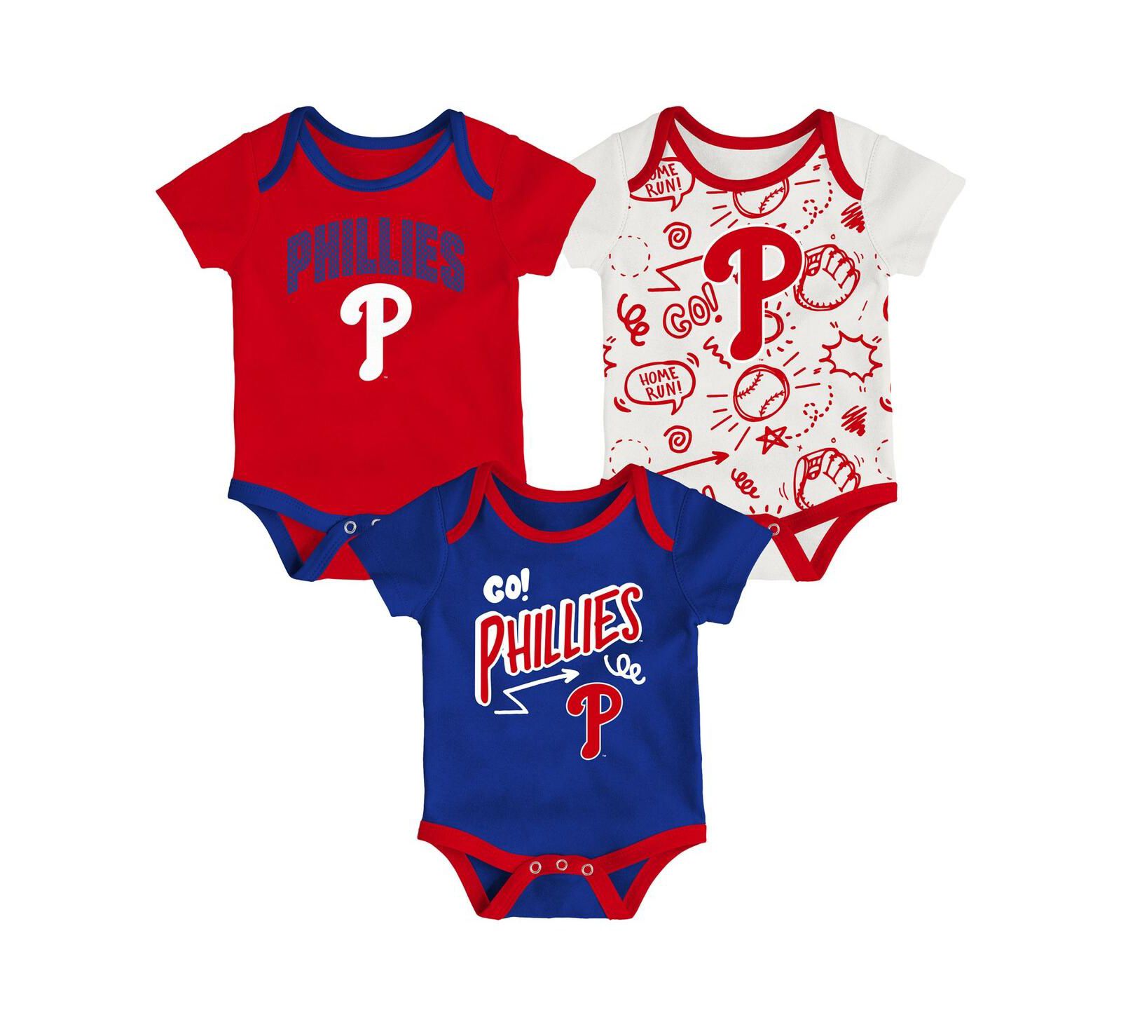 Комплект боди из 3 предметов Outerstuff Philadelphia Phillies для малышей