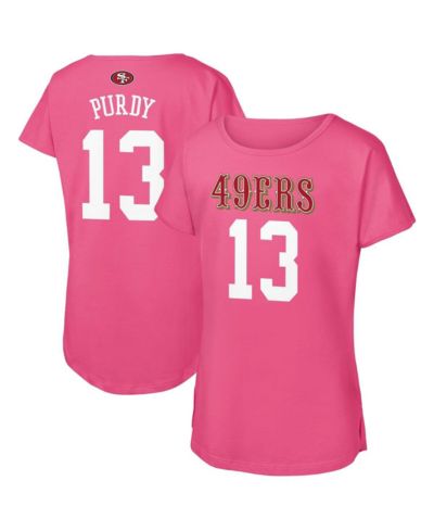 Outerstuff Big Girls Brock Purdy Pink San Francisco 49ers Player Name & Number T-Shirt