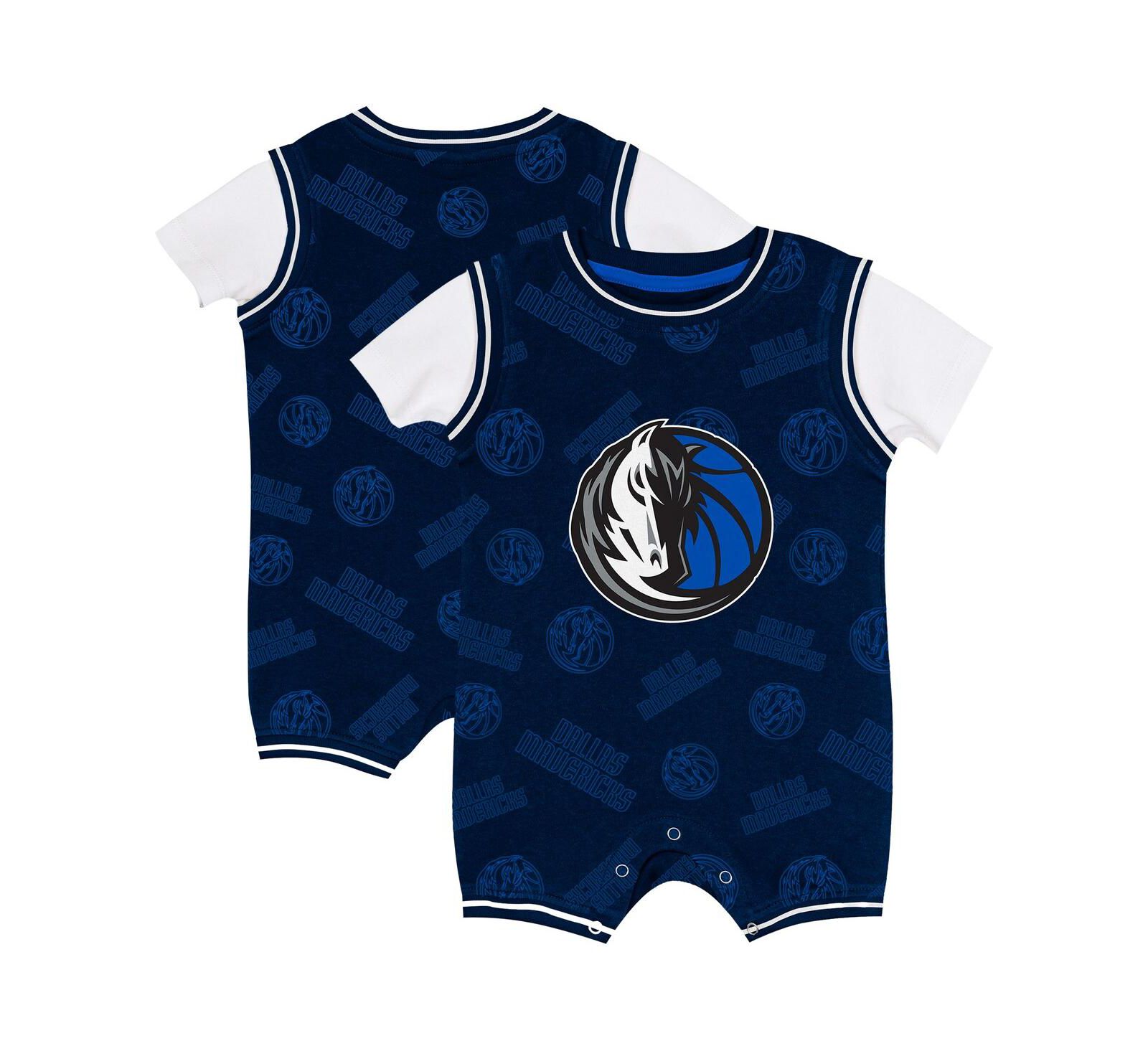 Ромпер для малышей Outerstuff Dallas Mavericks Logo Mania Navy