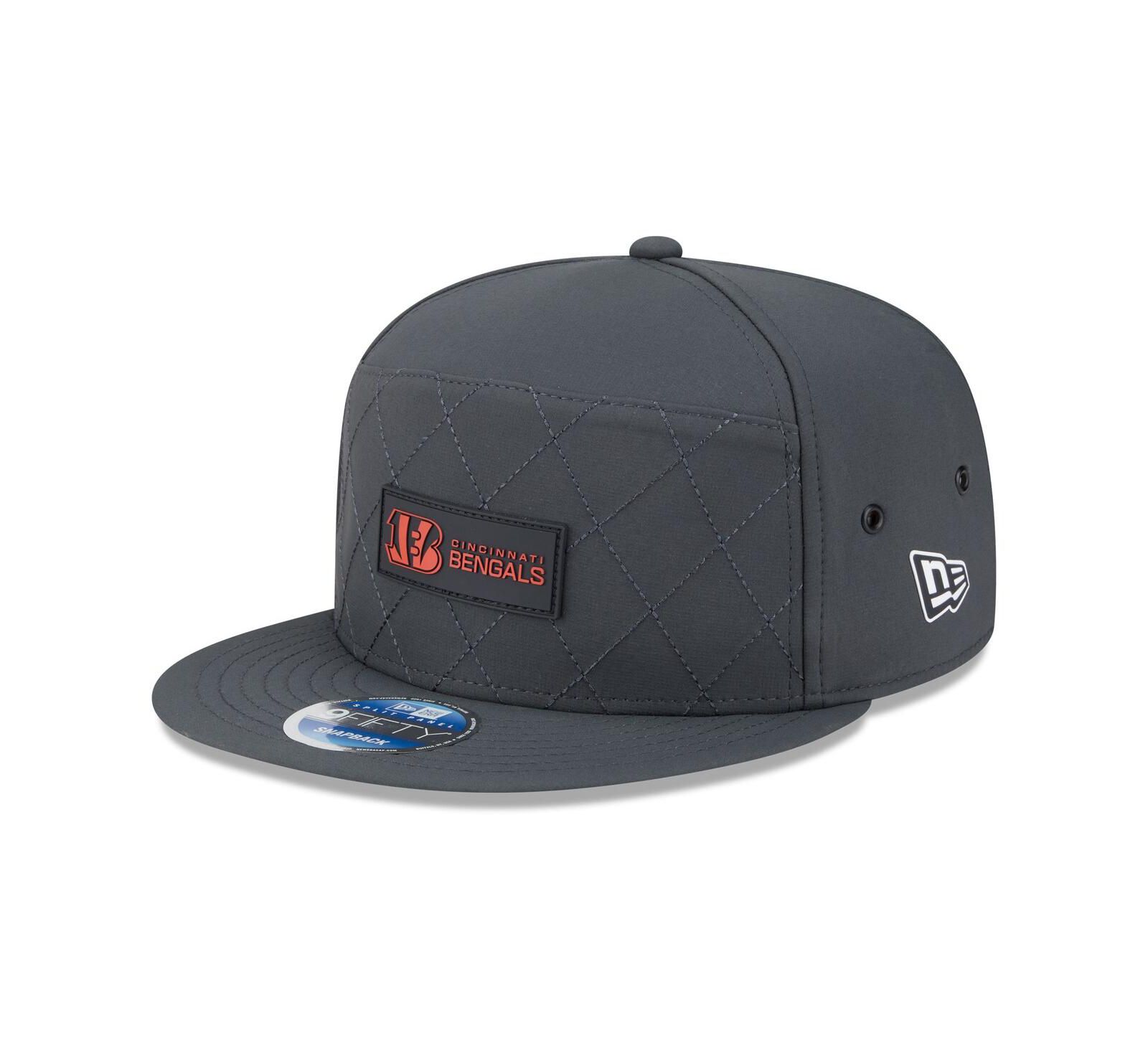 New Era Men's Charcoal Cincinnati Bengals 2025 Sideline Cold Weather Split Panel 9FIFTY Snapback Hat