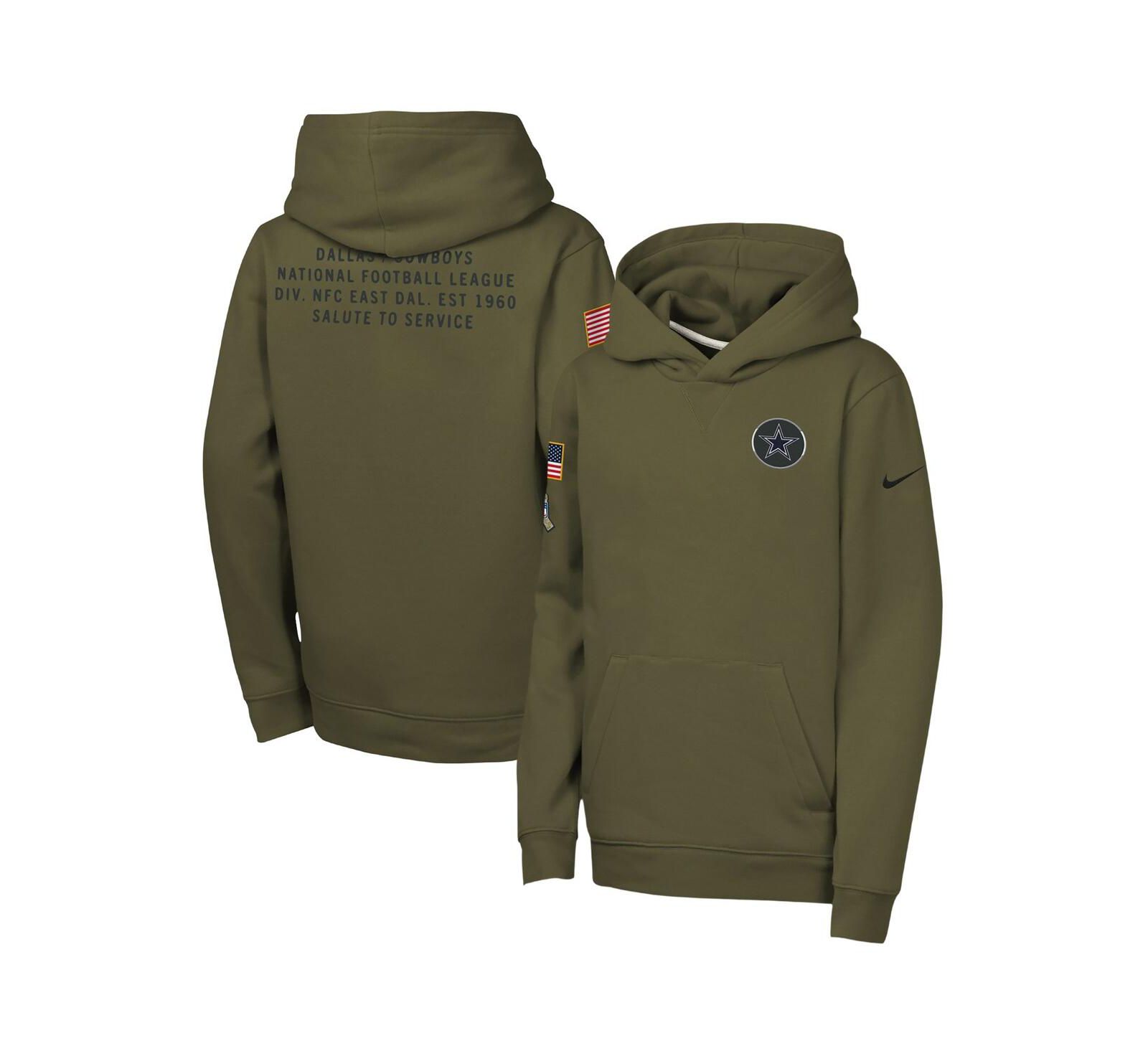 Худи Nike Big Boys and Girls Olive Dallas Cowboys 2025 Salute to Service Club Fleece