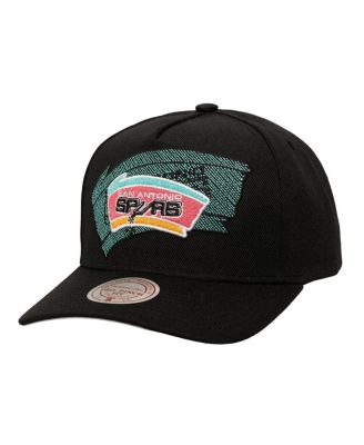 Мужская регулируемая кепка Mitchell & Ness Black San Antonio Spurs Tilted Pro Pinch