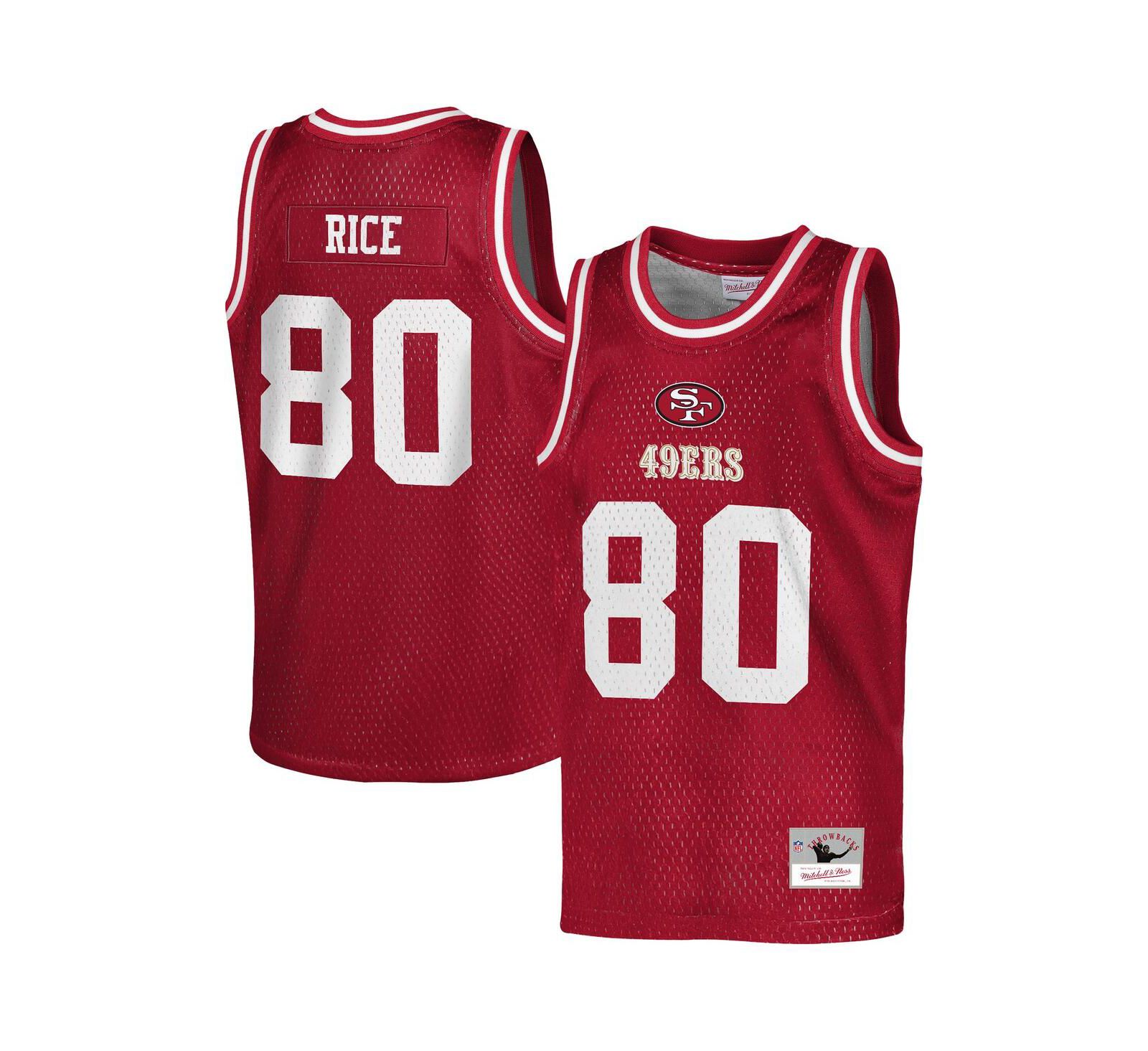 Спортивная джерси Mitchell & Ness Jerry Rice San Francisco 49ers NFL для мальчиков и девочек