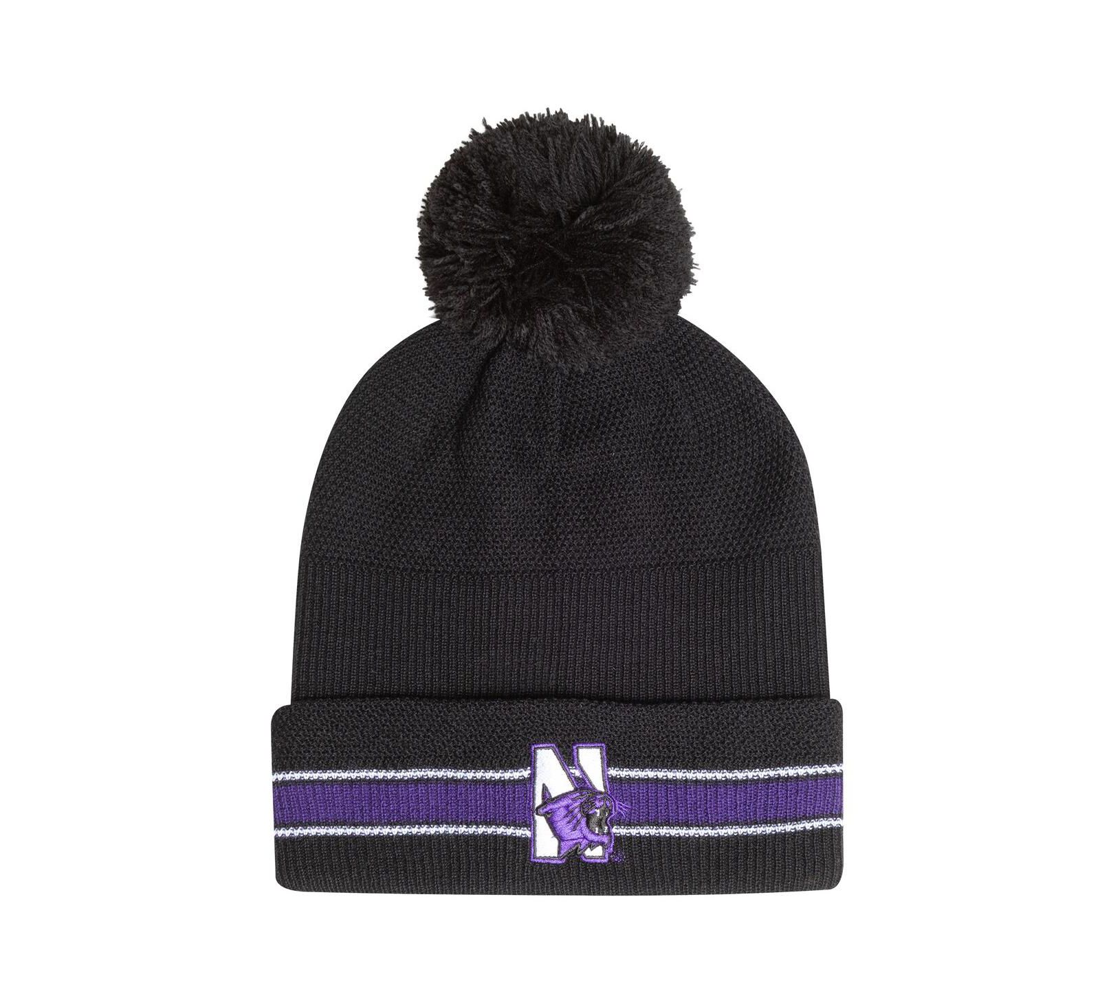 Under Armour Men's Black Northwestern Wildcats City Collection Drive Cuffed with Pom Knit Hat