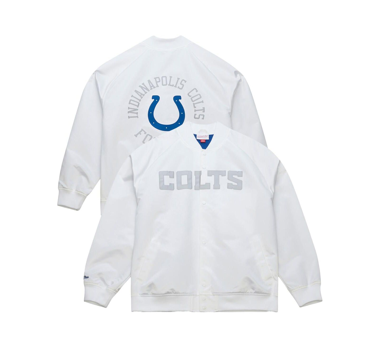 Мужская куртка Mitchell & Ness White Indianapolis Colts Double Clutch Raglan Full-Snap