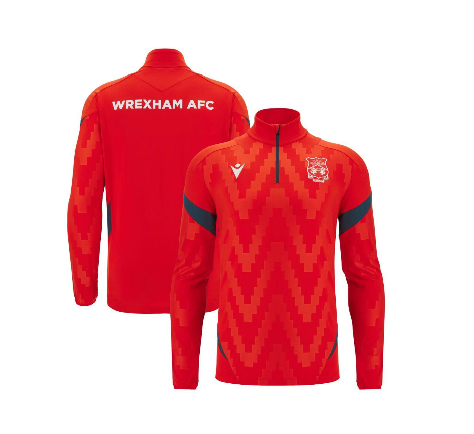 Macron Мужское красное худи Macron Wrexham Training Quarter-Zip Pullover