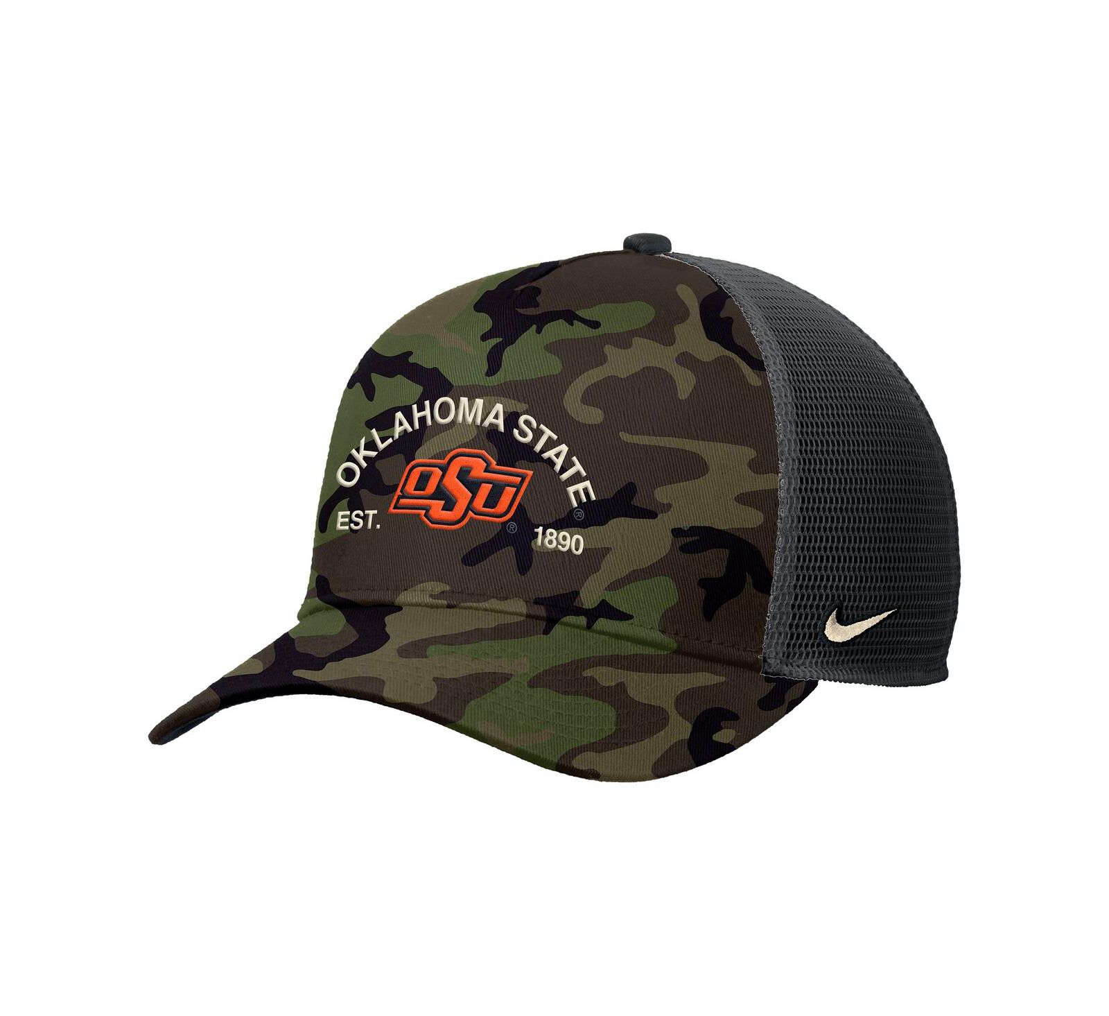 Nike Men's Camo Oklahoma State Cowboys 2025 Military Appreciation Rise Adjustable Trucker Hat
