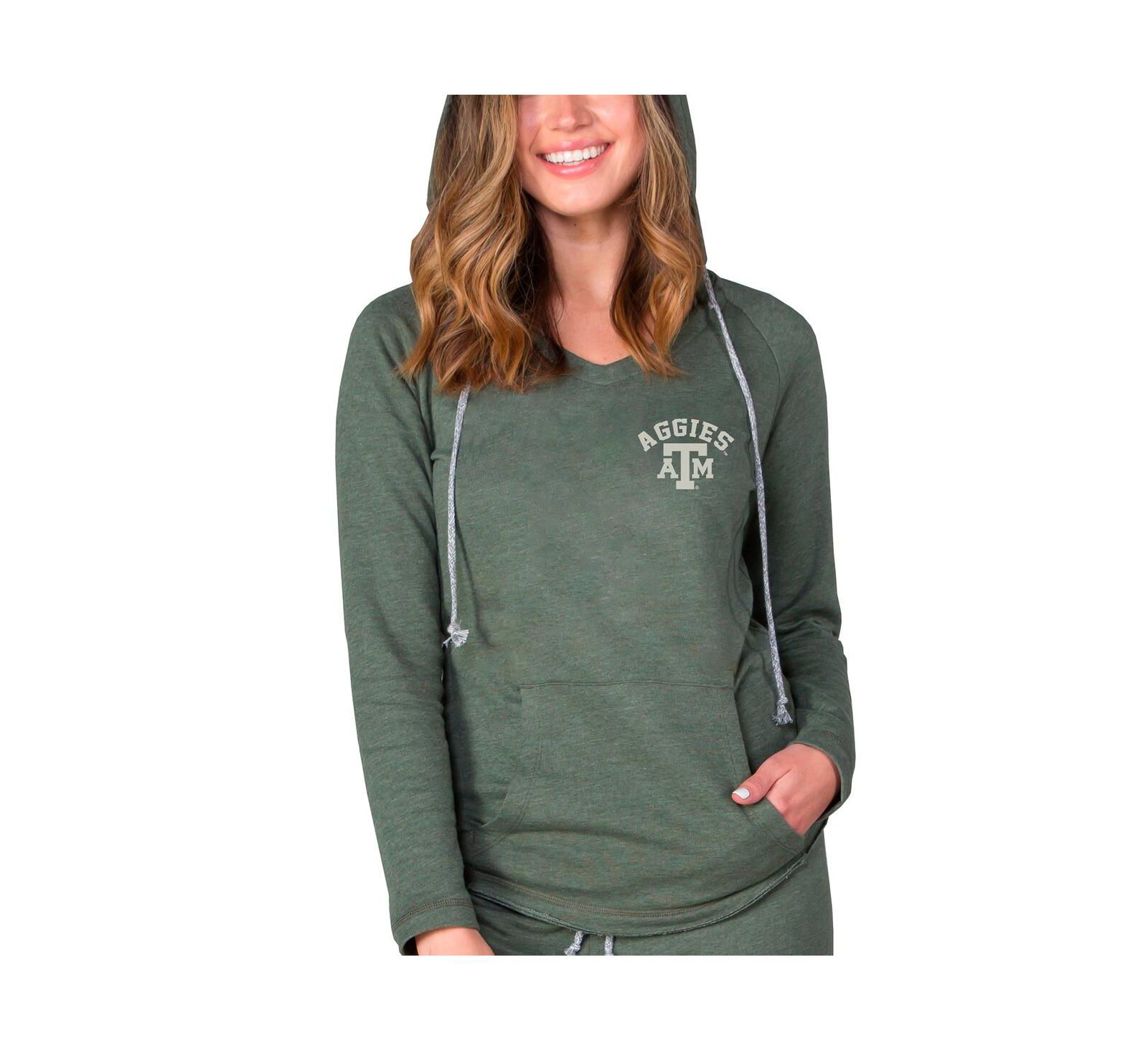Женское худи Concepts Sport Green Texas A&M Aggies Mainstream Terry Tri-Blend V-Neck Pullover